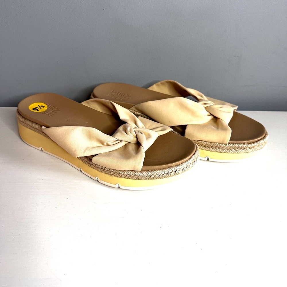Naturalizer Dayana Cream Platform Slip On Mule Sandals Size 9.5 Jute Edge EUC - Picture 3 of 12